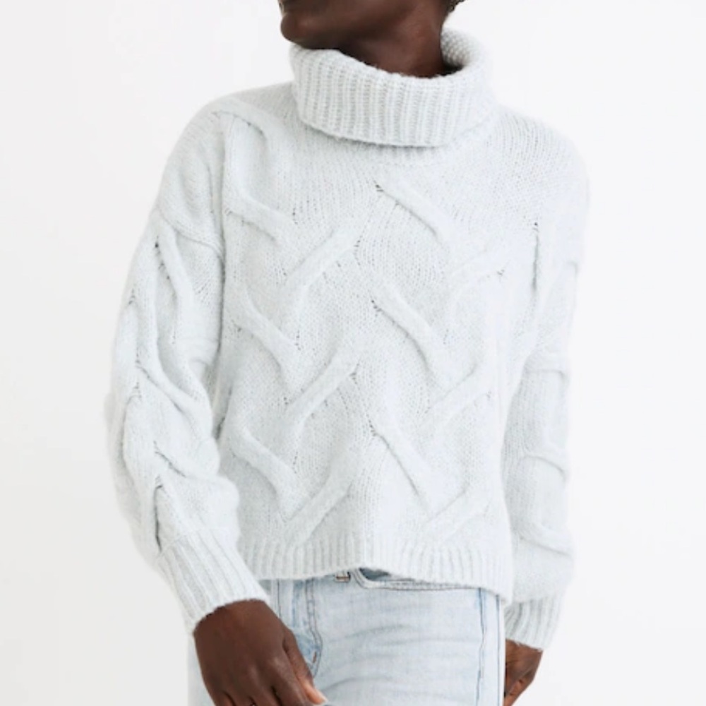 Madewell Somervell Modern Cable Turtleneck Sweater - Heather Iceberg